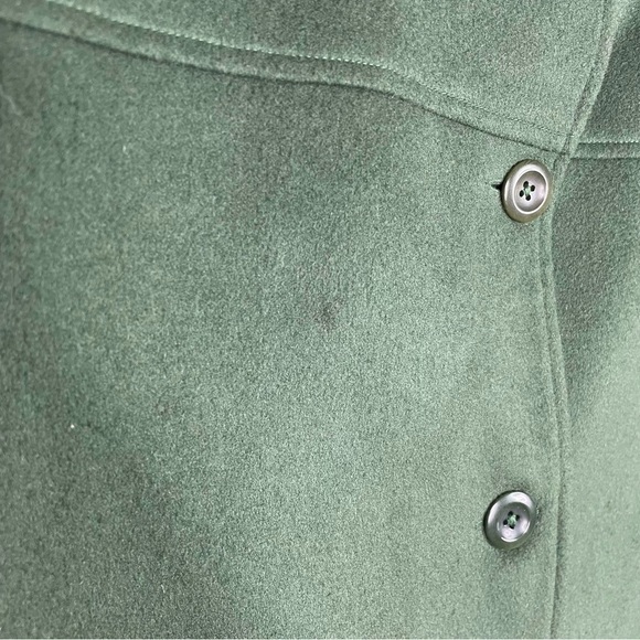 Vintage Henri Bendel New York Green Wool Cashmere Blend Pea Coat - Picture 3 of 9
